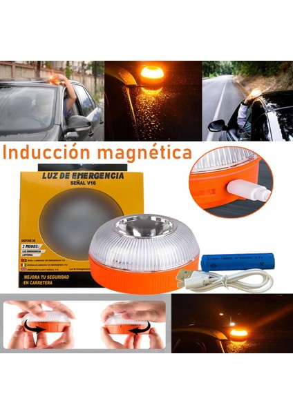 1 Bilgisayar Araba Acil Işık V16 Şarj Edilebilir Led El Feneri Manyetik Indüksiyon Strobe Işık Yol Kaza Lambası Trafik Uyarı Lambası (Yurt Dışından) modelleri