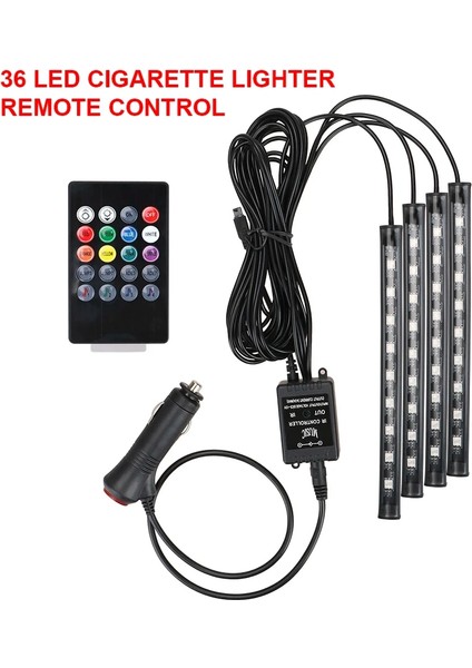 36Led Puro Çakmak Otomotiv Iç Dekoratif Işıklar Led Araba Ayak Işığı Led Atmosfer Lambası Ortam Lambası Uzaktan Ses Kontrolü (Yurt Dışından)