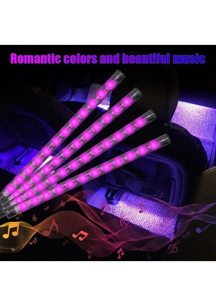 36Led Puro Çakmak Otomotiv Iç Dekoratif Işıklar Led Araba Ayak Işığı Led Atmosfer Lambası Ortam Lambası Uzaktan Ses Kontrolü (Yurt Dışından)