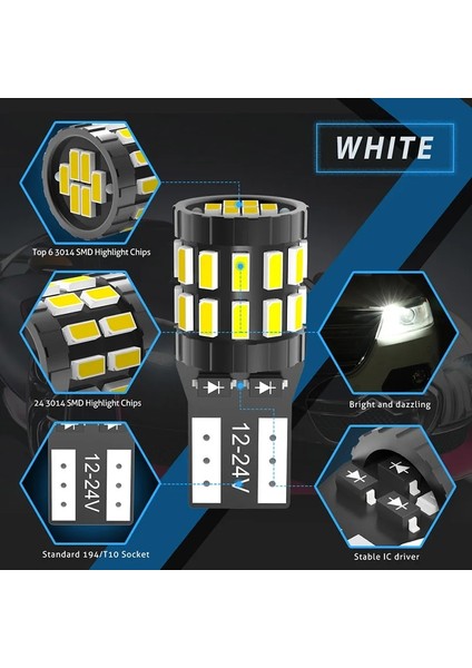 Mavi 2 Adet T10 W5W Led Canbus Ampul Hiçbir Esmd Beyaz Mavi Kırmızı Sarı Led Iç Okuma Park Işığı Harita Kubbe Işık (Yurt Dışından)