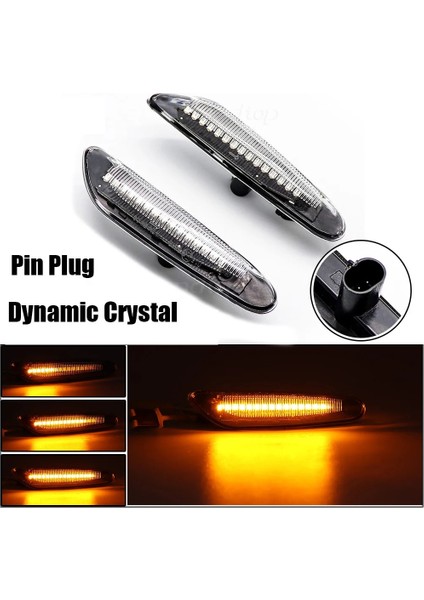 Kristal Pim Tipi Led Yan Işaretleyici Ayna Gösterge Lambası Akan Su Dönüş Sinyali Işık Sarı Bmw E90 E91 E92 E93 E60 E87 E82 E61 E46 (Yurt Dışından)