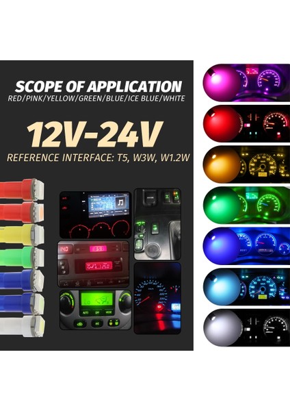 24V Tarzı Kristal Mavi V 24V T5 Led Smd Oto Led Lamba Araba Gösterge Paneli Gösterge Ampul Dc Beyaz Mavi Kırmızı Sarı Yeşil (Yurt Dışından) fiyatları