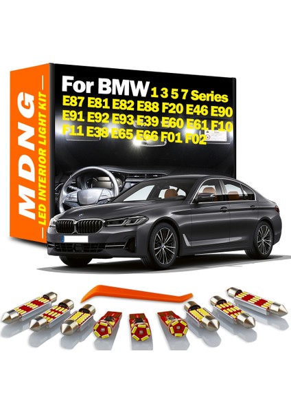 E39 Sedan - 15 Adet Tarzı Beyaz Canbus Bmw Serisi E87 E81 E82 E88 F20 E46 E90 E91 E92 E93 E39 E60 E61 F10 F11 E38 E65 E66 Araba Led Iç Işık Kiti (Yurt Dışından)