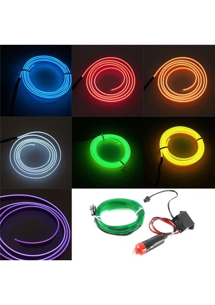 Sürücülü Sarı Yeni 2M 12V Led Araba Işık Lambası Esnek Oto Iç Dekoratif Atmosfer Tel Şerit Soğuk Led Işık Tüm Dc 12V Arabalara Uygun (Yurt Dışından) modelleri