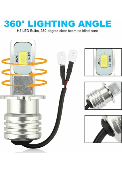 6000 K Stili Beyaz 2X H3 Süper Beyaz Cree Led Far Kiti 100W Lm Sis Sürüş Drl Ampul 6000K (Yurt Dışından) fırsatları