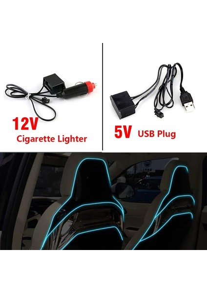 1M Usb Sürücü Stili Turuncu Kırmızı Araba Iç Aydınlatma Dekoratif Lamba El Kablolama Neon Şerit Oto Dıy Esnek Ortam Işığı Usb Parti Atmosfer Lambası (Yurt Dışından)