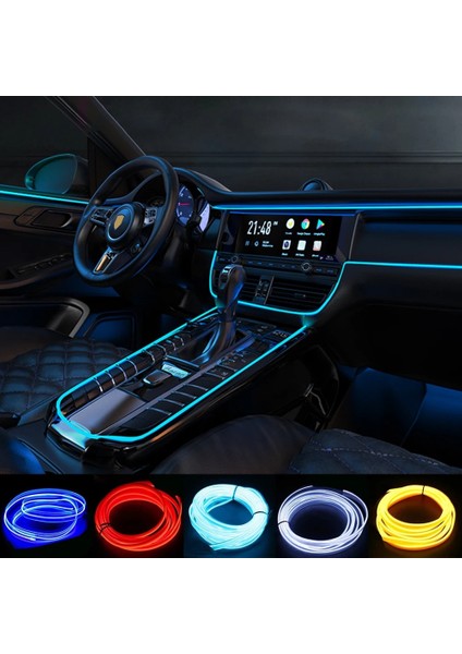 1M Usb Sürücü Stili Turuncu Kırmızı Araba Iç Aydınlatma Dekoratif Lamba El Kablolama Neon Şerit Oto Dıy Esnek Ortam Işığı Usb Parti Atmosfer Lambası (Yurt Dışından)