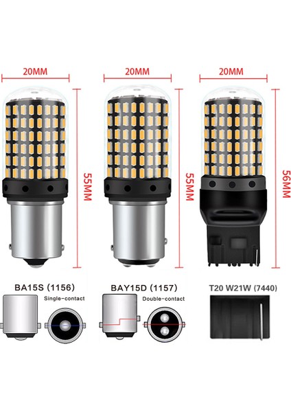 Beyaz Stil 7440 T20 W21W Yüksek Güçlü Led S Baw T W21W Bay15D W 21W Araba Led Sinyal Lambaları Canbus Otomatik Fren Lambası V (Yurt Dışından)