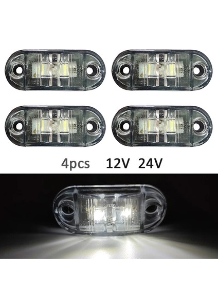 Beyaz 4 Adet V 24V Römork Kamyonları Için Led Yan Işaret Işıkları Karavan Yan Boşluk Işareti Işık Lambası Led Kamyon Amber Kırmızı Beyaz (Yurt Dışından)