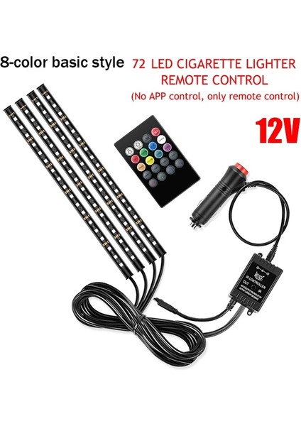 72 Çakmak Niscarda Araba Iç Ortam Işığı Neon Led Şerit Ayak Işıkları Usb İle Uzaktan Müzik Oto Atmosfer Dekoratif Lamba (Yurt Dışından)