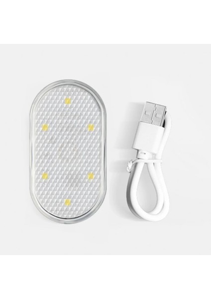 Beyaz Araba Led Dokunmatik Işık Kablosuz Araba Iç Çatı Okuma Işığı Usb Şarj Edilebilir Araba Mini Yüksek Parlaklık Küçük Gece Lambası (Yurt Dışından)