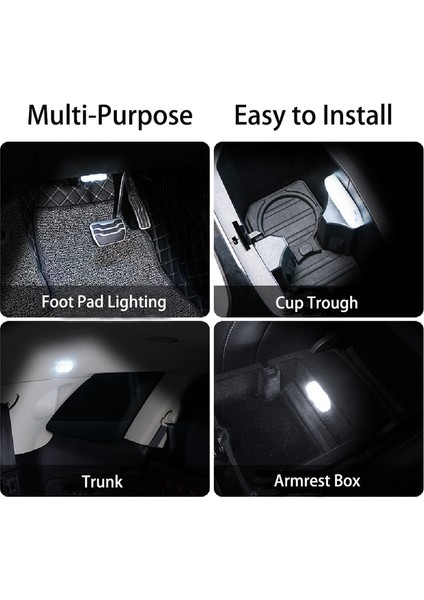 Beyaz Araba Led Dokunmatik Işık Kablosuz Araba Iç Çatı Okuma Işığı Usb Şarj Edilebilir Araba Mini Yüksek Parlaklık Küçük Gece Lambası (Yurt Dışından)