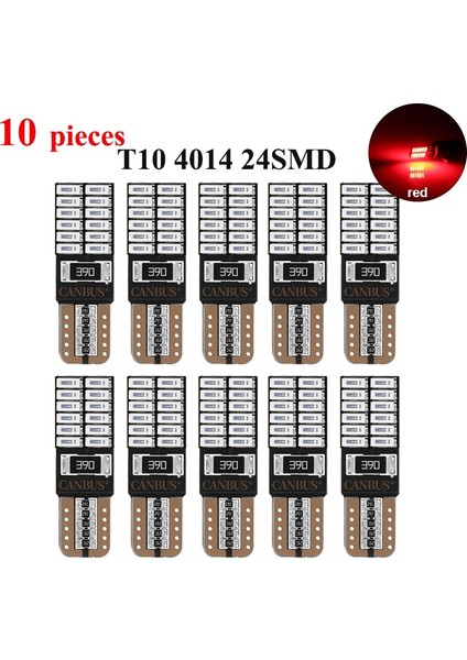 Kırmızı Lot T10 Led Ampul W5W Led'Ler Canbus No Ev 7000K Beyaz Araba Sinyal Işığı Iç Kubbe Ampul Kama Yan Boşluk Lambası (Yurt Dışından)