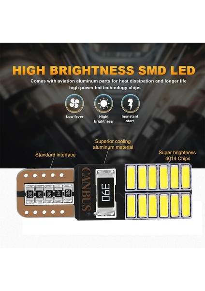Kırmızı Lot T10 Led Ampul W5W Led'Ler Canbus No Ev 7000K Beyaz Araba Sinyal Işığı Iç Kubbe Ampul Kama Yan Boşluk Lambası (Yurt Dışından)
