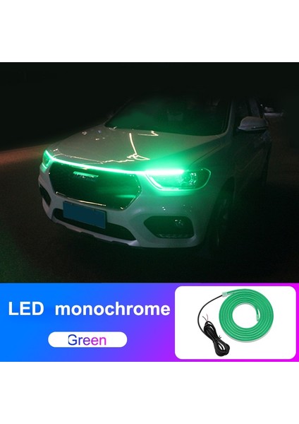 120Cm Tarzı Yeşil Araba Kaput Gündüz Çalışan Işık Şeridi Su Geçirmez Esnek Led Oto Dekoratif Atmosfer Lambası Ortam Arka Işık 12V Evrensel (Yurt Dışından)