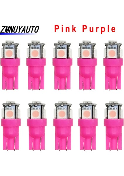 Pembe Mor T10 Led W5W Smd Led Araba Iç Işık Plaka Ampul Dönüş Lambaları 5W5 T10 Beyaz Kırmızı Sarı Yeşil Pembe Mavi 12V (Yurt Dışından)
