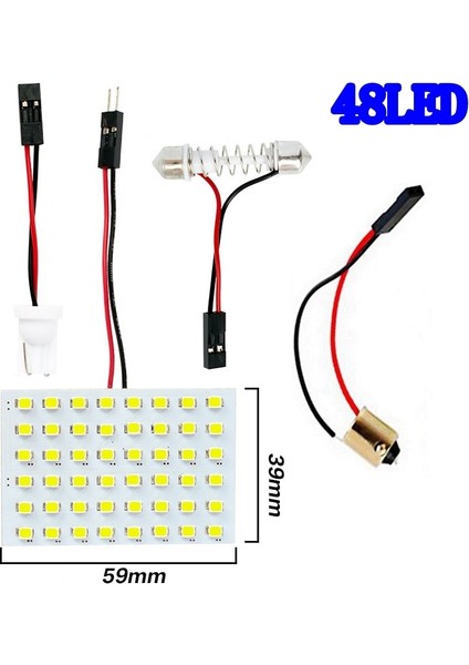 48Led Beyaz Smd Led Oto Kubbe Panel Işık Araba Iç Okuma Lambası T10 W5W Ba9S C5W Festoon 3 Adaptör Tabanlı Tavan Ampul (Yurt Dışından)