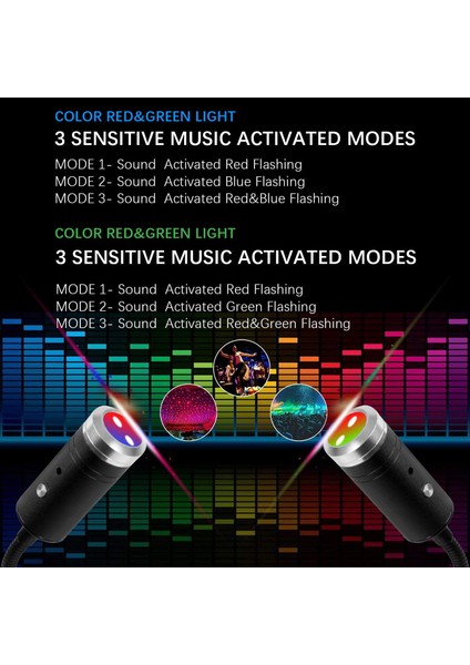 E Kırmızı Mavi Ses Yeni Yüksek Li Araba Led Yıldızlı Gökyüzü Işığı 9 Aydınlatma Modu Ses Aktif Usb Yıldız Projektör Gece Işıkları Araba Dekoratif Lambalar (Yurt Dışından)