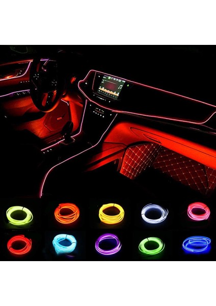 3M Usb Sürücü Stili Turuncu Kırmızı Araba Iç Işık Atmosfer Ortam Işığı Tüp Led Şerit Esnek Neon Lamba Araba Dekorasyonu Için Kızdırma Dize Işık Iç Kısım (Yurt Dışından) fiyatları
