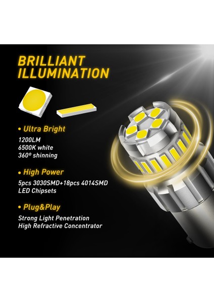 W21W 7440 7443 Baw Led T15 W16W P27W W21W Led Ampul Bay15D P Led Oto Sinyal Lambası Fren Ters Araba Işık (Yurt Dışından)