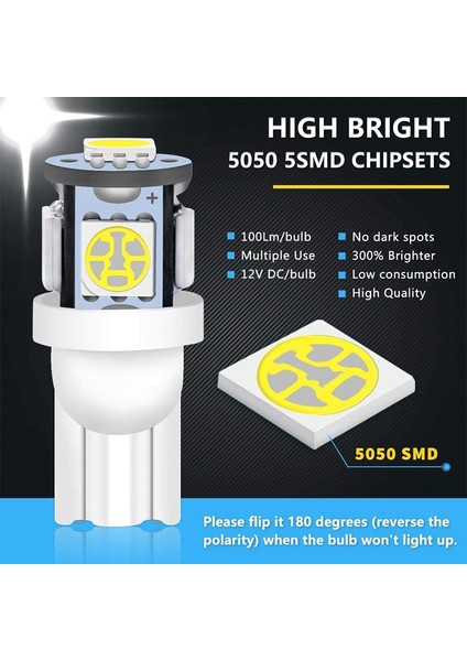 10 Adet Yeşil Ar Led Ampul T10 W5W 194 Led Sinyal Işığı 12V Md 7500K Beyaz Oto Iç Kubbe Okuma Lambası Yan Kama Gövde Lambası (Yurt Dışından)
