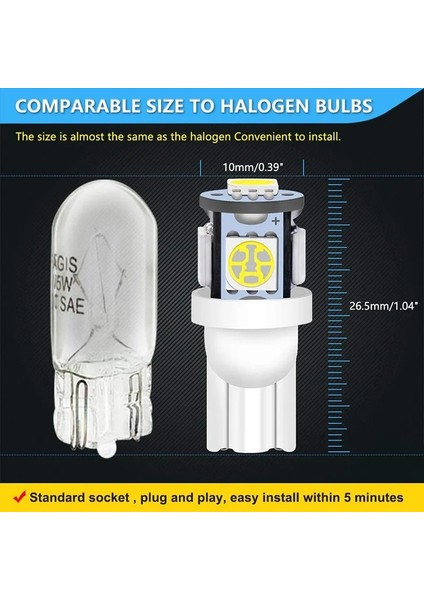 10 Adet Yeşil Ar Led Ampul T10 W5W 194 Led Sinyal Işığı 12V Md 7500K Beyaz Oto Iç Kubbe Okuma Lambası Yan Kama Gövde Lambası (Yurt Dışından)