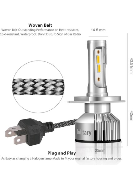 H1 Stili 6500K Soğuk Beyaz Infitary H4 H7 Led Araba Farları Ampuller Ze Lm 6500K 4500K H1 H3 H11 H Hb3 Hb4 Otomatik Sis Farları (Yurt Dışından) indirimleri