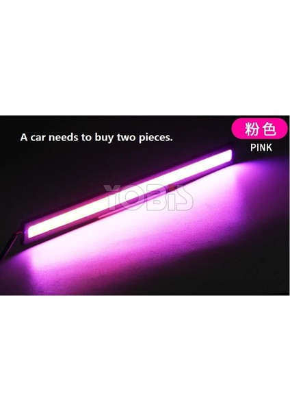 2 Adet Tarzı Pembe 17Cm Evrensel Gündüz Çalışan Işık Cob Drl Led Araba Lambası Dış Işıklar Oto Su Geçirmez Araba Styling Led Drl Lambası 12V Gün Işığı (Yurt Dışından)