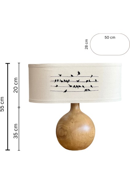 El Yapımı Ahşap Abajur Nakışlı Başlık