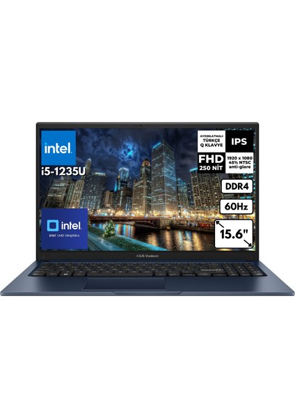 Vivobook 15 I5-1235U 8 GB 512 GB SSD 15.6" Fhd Freedos Taşınabilir Dizüstü Bilgisayar X1504ZA-NJ018 Bt5