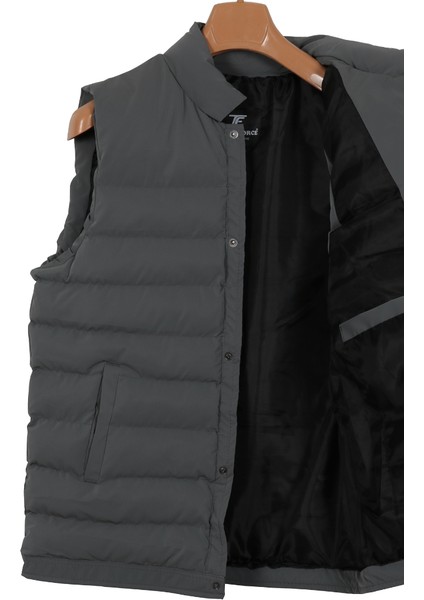 Erkek Dar Kesim Karbon Deri Gri Şişme Yelek RAR01235 modelleri