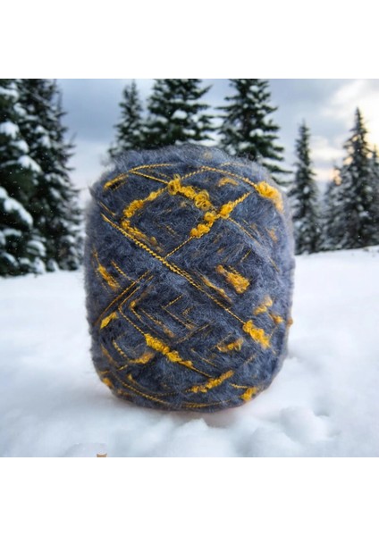 Moher Tiftik & Ebruli Ponpon Karışımı Tasarim El Örgü Ipi 180 gr