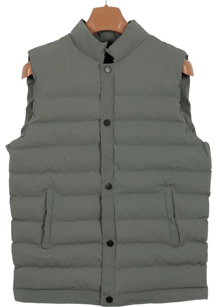 Erkek Dar Kesim Karbon Deri Yeşil Şişme Yelek RAR01236