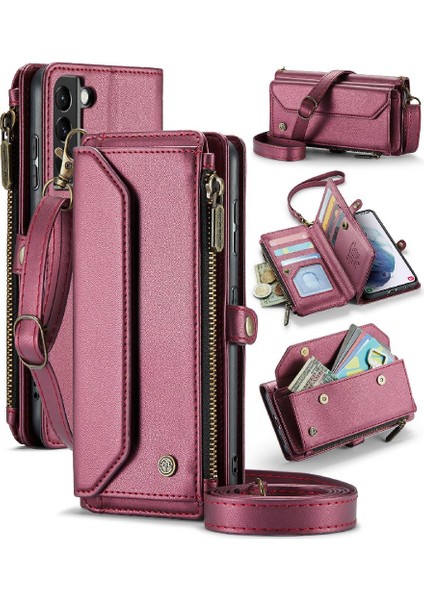 Samsung Galaxy S21 Artı Fermuar Faturaları Yuvası Için Crossbody Durumda Rfid Engelleme (Yurt Dışından)