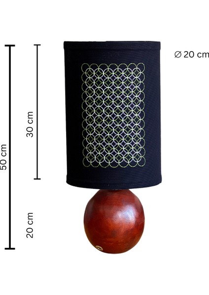 El Yapımı Ahşap Abajur Nakışlı Başlık