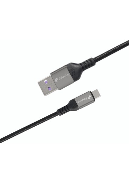 PD40CA 40W Örgülü Type-C To Usb-A Hızlı Data/şarj Kablosu 1.5 Metre (Priente Türkiye Garantili)