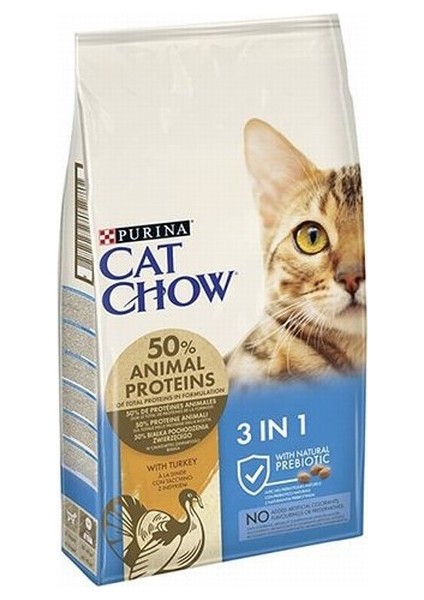 Cat Chow 3 İn 1 Feline Hindili Yetişkin Kedi Maması 15 Kg