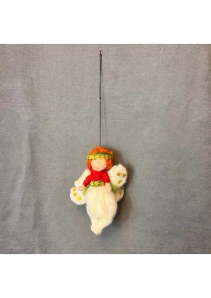El Yapımı Keçe Melek Figürü Yılbaşı Ağaç Süsü / Duvar Süsü - 14 x 18 cm