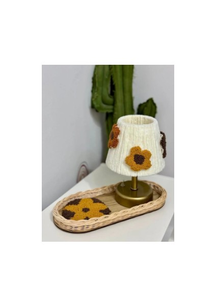 Punch Kadife Set Masa Lambası-Rattan Düzenleyici Sepet-Bardak Altlığı