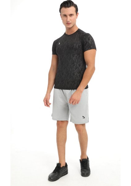 Erkek Kamuflaj Desenli Kısa Kollu Siyah Compression Fitness Gym Body Tshirt DMNS56321 fırsatları