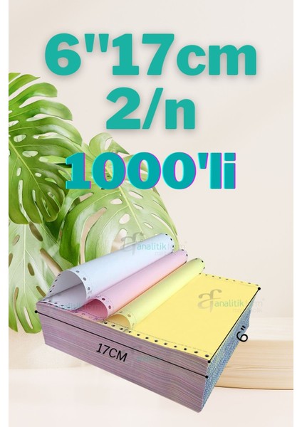 Sürekli Form 6''X17CM 2/n Baskısız Kantar Fişi 1000'LI Renkli 6 Inç 17 cm 2 Nühsa