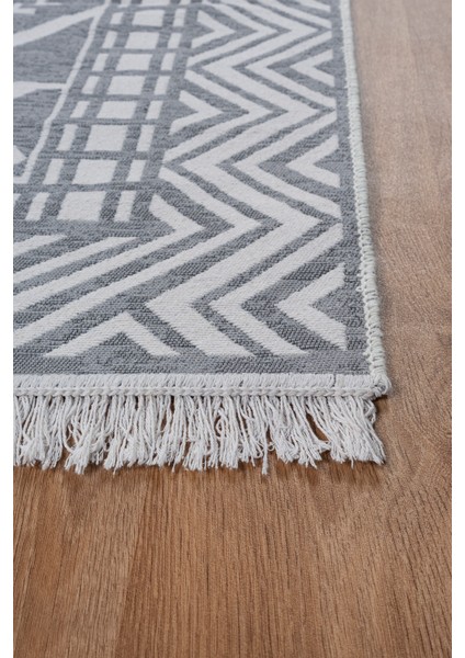 Bohem Touch Serisi Çift Taraflı Dokuma Pamuklu Kilim 1701 Siyah indirimleri