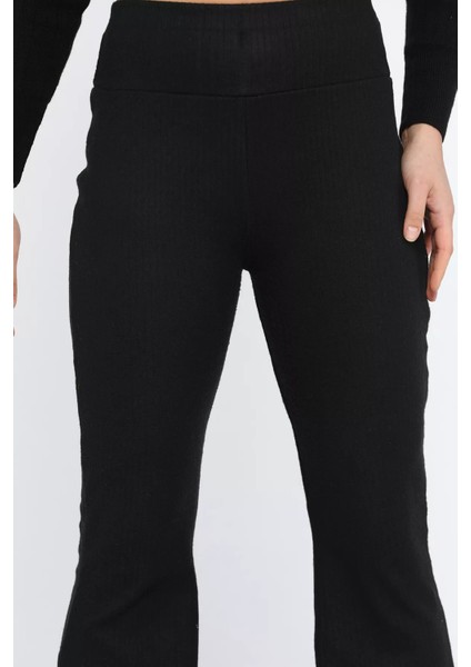 Kadın Fitilli Yüksek Bel İspanyol Paça Pantolon P-00013638