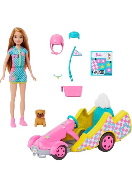 HRM08 Barbie Stacie Go-Kart Yapıyor Oyun Seti - Barbie And Stacie To The Rescue