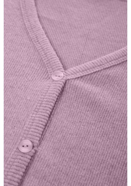 Kadın Soft Touch Kaşkorse Düğme Detaylı Pijama Takımı