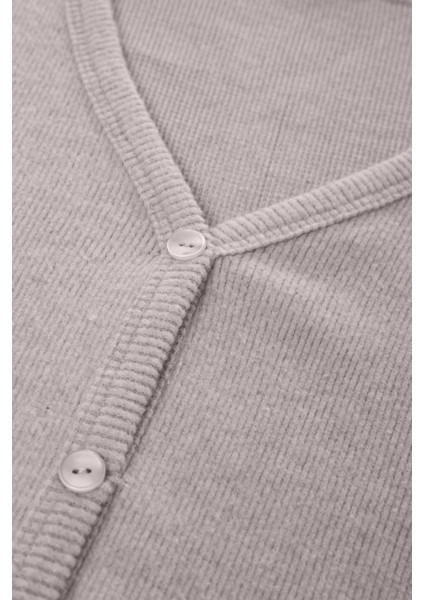 Kadın Soft Touch Kaşkorse Düğme Detaylı Pijama Takımı