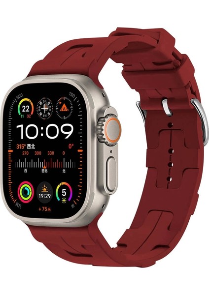 Apple Watch Ultra Ultra 2 49MM Krd-92 Metal Tokalı Silikon Kordon