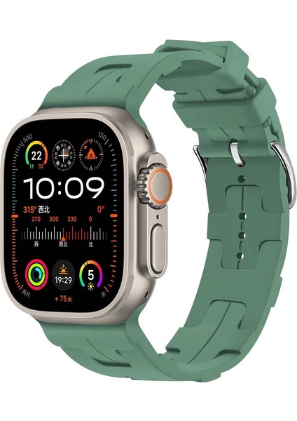 Apple Watch Ultra Ultra 2 49MM Krd-92 Metal Tokalı Silikon Kordon
