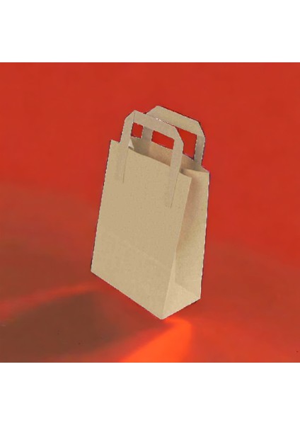 Kraft Kağıt Çanta Düz Saplı 18X24X8 cm 10 Adetli
