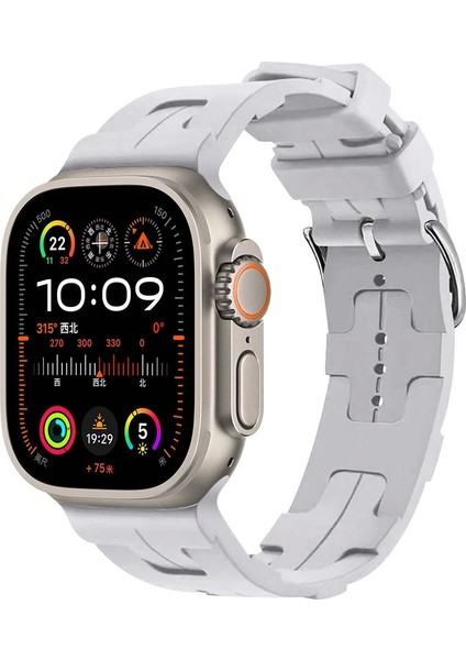 Apple Watch Ultra Ultra 2 49MM Krd-92 Metal Tokalı Silikon Kordon
